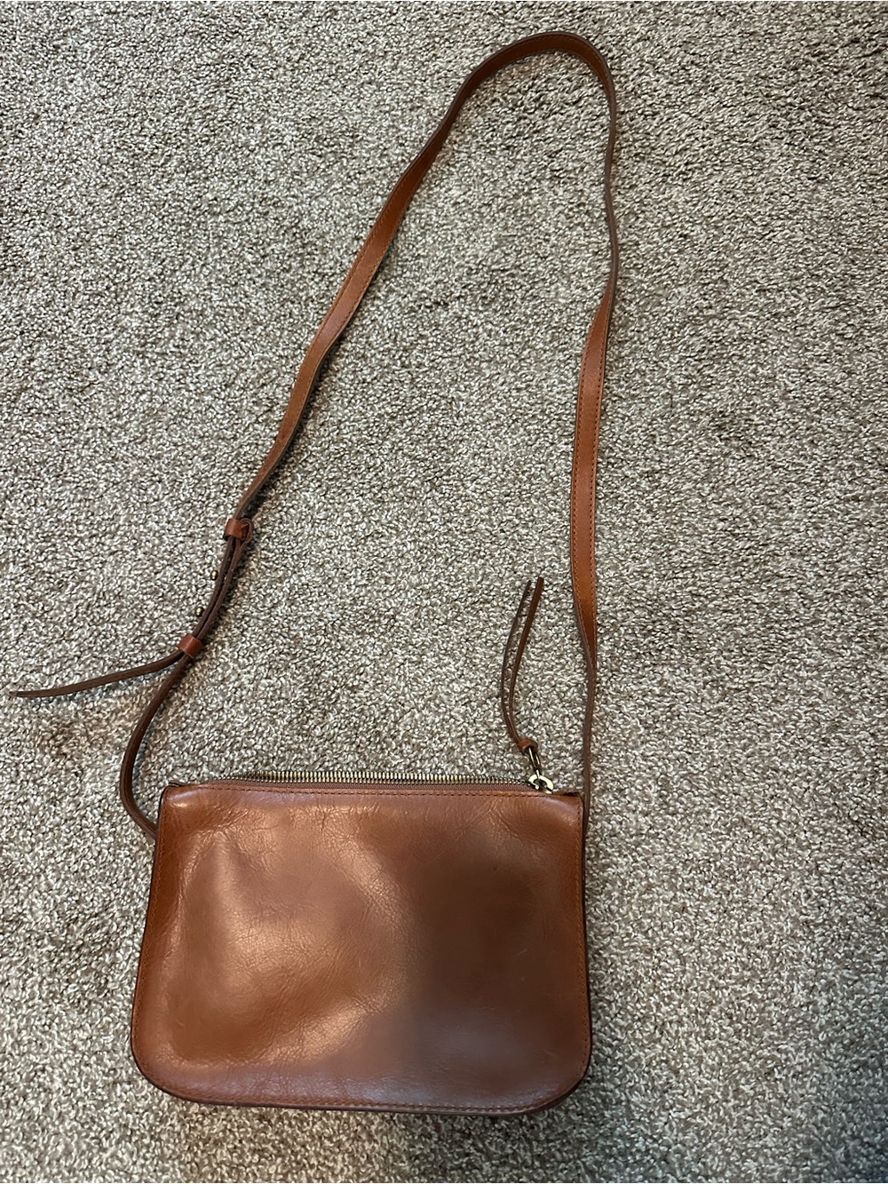 Madewell Brown Leather Crossbody Bag Cognac